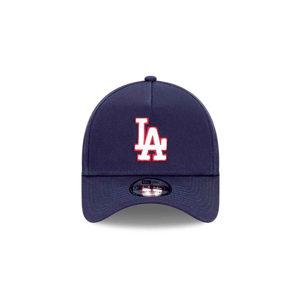 LA Dodgers Hat - Navy Blue Pinot White 9Forty A-Frame MLB Snapback Cap - New Era